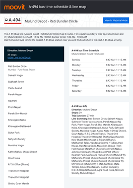 A-494 Bus Time Schedule & Line Route