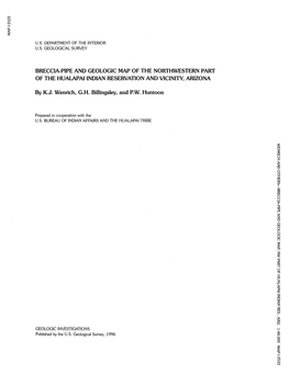 Breccia-Pipe and Geologic Map of the Northwestern Part of the Hualapai Indian Reservation and Vicinity, Arizona
