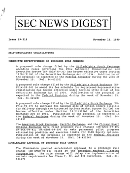 SEC News Digest, 11-15-1999