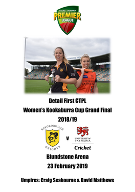 Women's Kookaburra Cup Grand Final PROGRAM