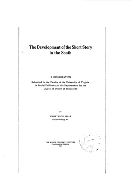 The Development of the Short Story in the South