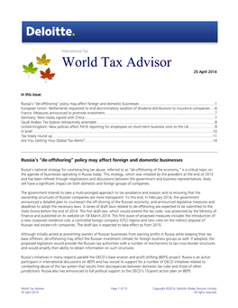 World Tax Advisor 25 April 2014