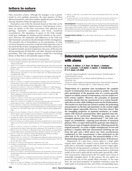 Deterministic Quantum Teleportation Received 18 February; Accepted 26 April 2004; Doi:10.1038/Nature02600