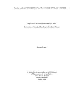 Implications of Autosegmental Analysis in the Exploration of Prosodic Phonology in Mandarin Chinese