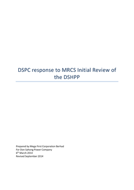 DSPC Response to MRCS Initial Review on the Don Sahong