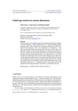 Gödel-Type Metrics in Various Dimensions