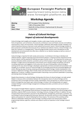 EFP Workshop Future of Cultural Heritage Paper