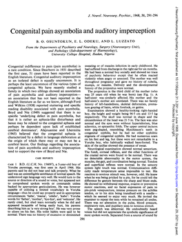 Congenital Pain Asymbolia and Auditory Imperception