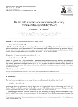 On the Path Structure of a Semimartingale Arising from Monotone Probability Theory