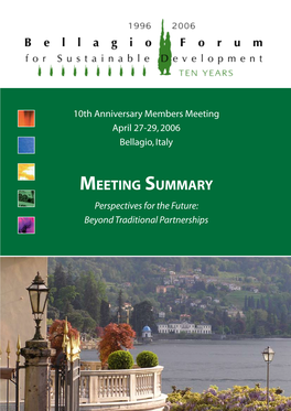 Bellagio Forum 10Th Anniv Meeting Summary.Pdf