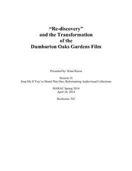 And the Transformation of the Dumbarton Oaks Gardens Film