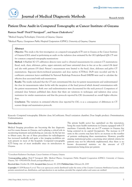 Patient Dose Audit in Computed Tomography at Cancer Institute of Guyana