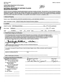 NATIONAL REGISTER of HISTORIC PLACES REGISTRATION FORM City Or Town Tallahassee State ___FLORIDA