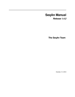 Seqan Manual Release 1.4.2