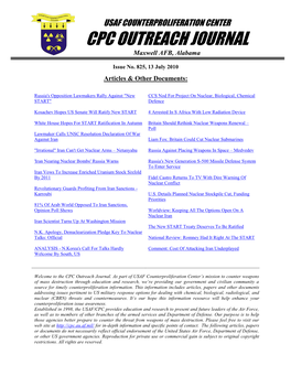 USAF Counterproliferation Center CPC Outreach Journal #825