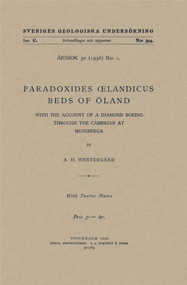 Paradoxides Œlandicus Beds of Öland, with the Account of a Diamond