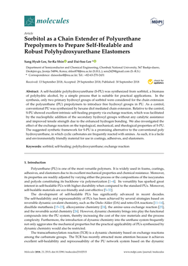 Sorbitol As a Chain Extender of Polyurethane Prepolymers to Prepare Self-Healable and Robust Polyhydroxyurethane Elastomers