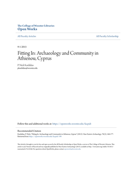 Archaeology and Community in Athienou, Cyprus P