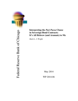 Interpreting the Pari Passu Clause in Sovereign Bond Contracts: It’S All Hebrew (And Aramaic) to Me