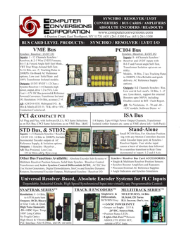 Stand-Alone VME Bus PC104 Bus ISA Bus STD Bus, & STD32