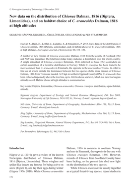 New Data on the Distribution of Chionea Dalman, 1816 (Diptera, Limoniidae), and on Habitat Choice of C