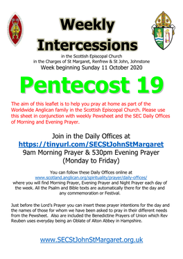 Weekly Intercessions