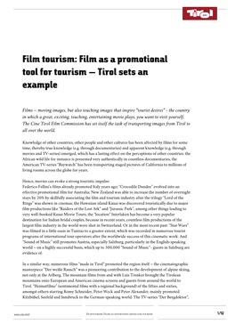 Film Tourism in Tirol (A Selection)