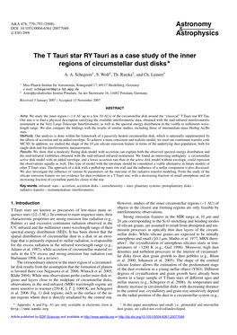 The T Tauri Star RY Tauri As a Case Study of the Inner Regions of Circumstellar Dust Disks