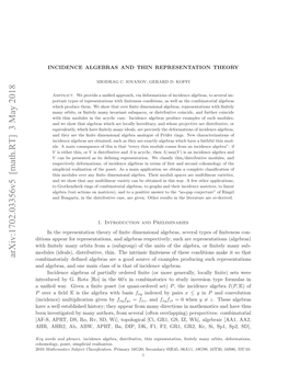 On Incidence Algebras and Their Representations