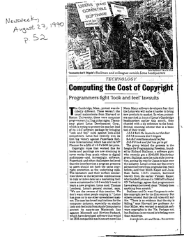 Computing the Cost of Copyright */ Programmers Fight 4Look and Feel' Lawsuits