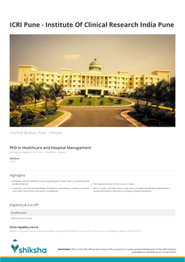 Phd in Healthcare and Hospital Management Brochure