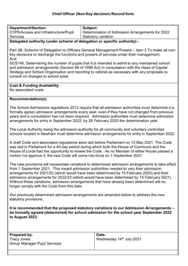 Admissions Policy 2022-2023