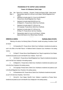 PROCEEDINGS of the DISTRICT JUDGE, KOZHIKODE Present: Sri.V