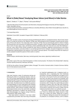 Analyzing News Values (And More) in Fake Stories