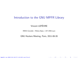 Introduction to the GNU MPFR Library