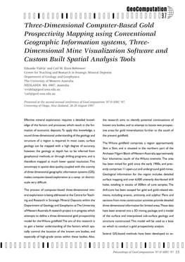 Three-Dimensional Computer-Based Gold Prospectivity Mapping Using Conventional Geographic Information Systems, Three-Dimensional