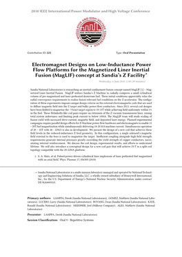 Electromagnet Designs on Low-Inductance Power Flow Platforms for the Magnetized Liner Inertial Fusion (Maglif) Concept at Sandia