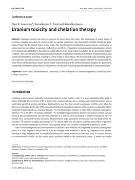 Uranium Toxicity and Chelation Therapy