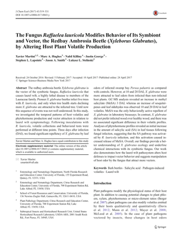 The Fungus Raffaelea Lauricola Modifies Behavior of Its Symbiont