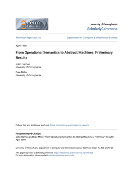 From Operational Semantics to Abstract Machines: Preliminary Results