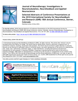 Investigations in Neuromodulation