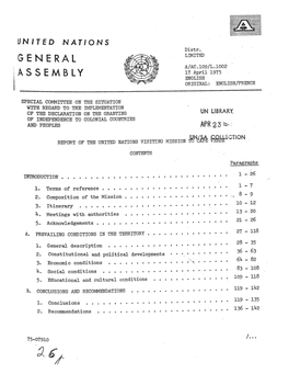 GENERAL LIMITED A/AC.109/L.1002 17 April 1975 ASSEMBLY ENGLISH · ORIGINAL: ENGLISH/FRENCH