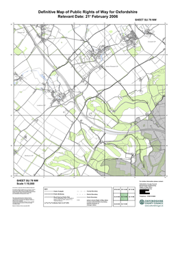 Definitive Map of Public Rights of Way for Oxfordshire Relevant Date: 21St February 2006 Colour SHEET SU 79 NW