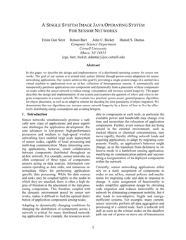 A Single System Image Java Operating System for Sensor Networks