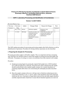 Protocol for Monitoring Aquatic Invertebrates at Ozark National Scenic Riverways, Missouri, and Buffalo National River, Arkansas