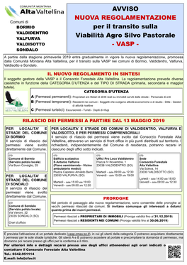 AVVISO NUOVA REGOLAMENTAZIONE Per Il