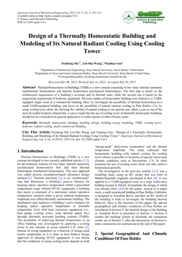 Design of a Thermally Homeostatic Building and Modeling of Its Natural Radiant Cooling Using Cooling Tower