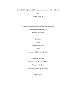 Color, Bodily Capital, and Ethnoracial Division in the U.S. and Brazil by Ellis P