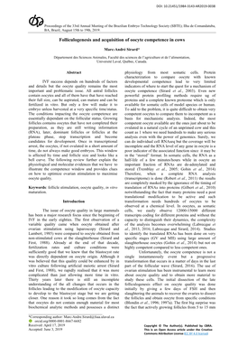 Folliculogenesis and Acquisition of Oocyte Competence in Cows