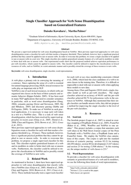 Single Classifier Approach for Verb Sense Disambiguation Based On